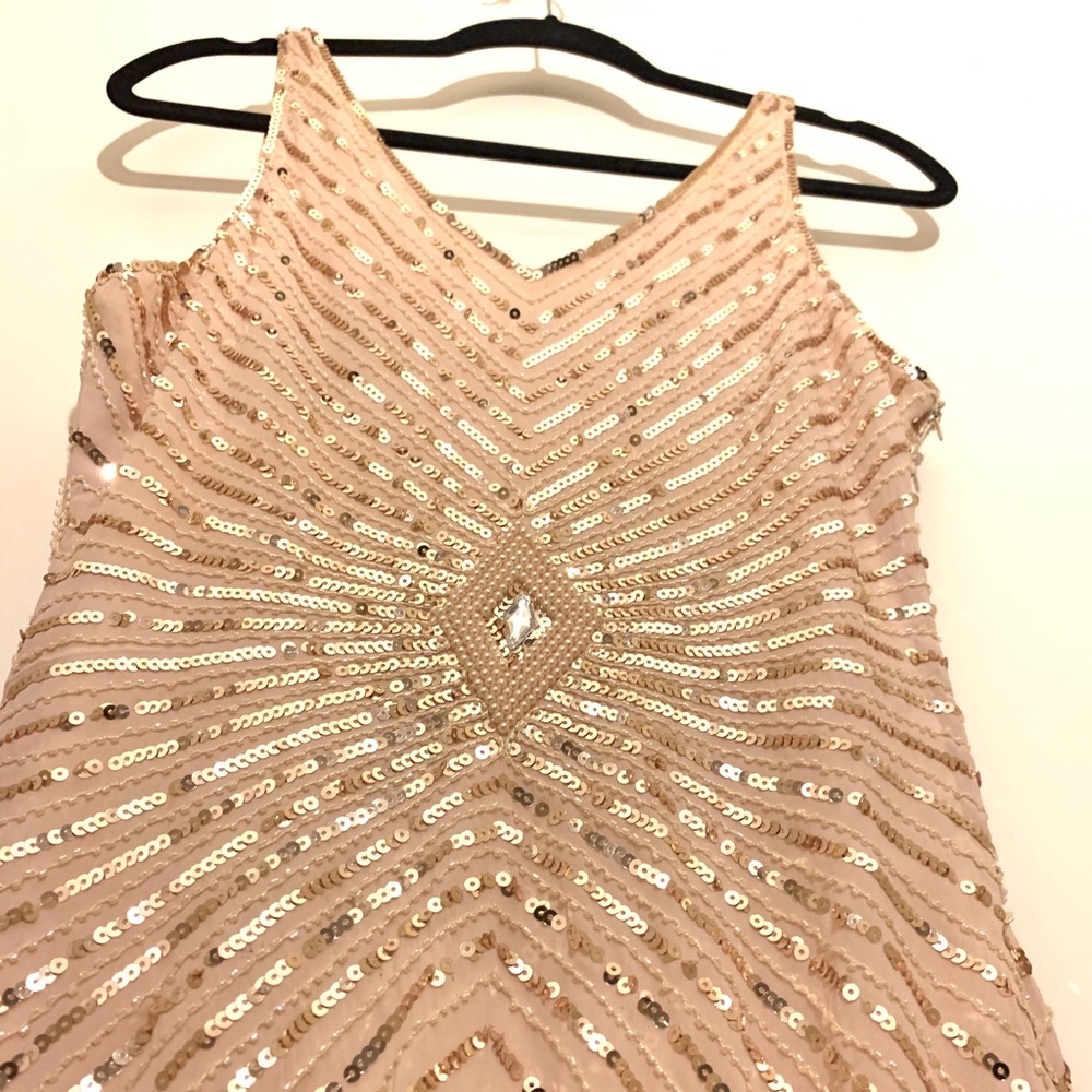 1920s V-Neck Art Deco Sequin Beaded Cocktail Dress